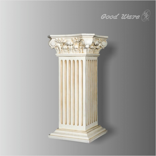 Polyurethane antique white pedestal plant stand