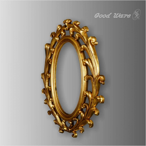 Polyurethane victorian round mirror gold frame
