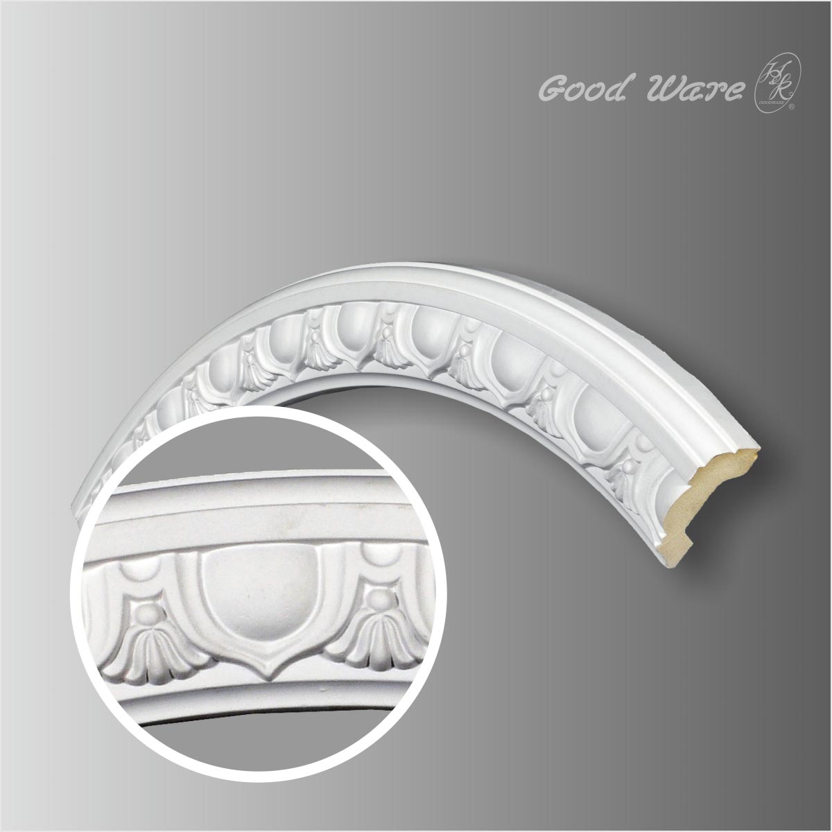 Egg and dart round ceiling moulding