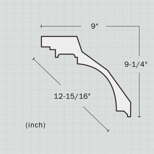 Polyurethane simple white 12 inch crown molding