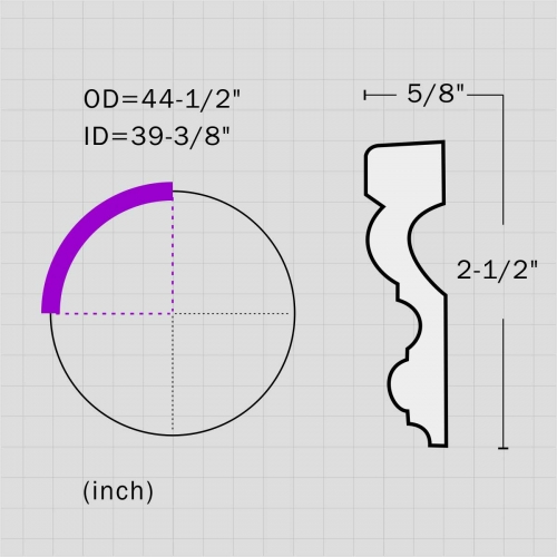 Polyurethane arched moldings trim decoration for ceiling