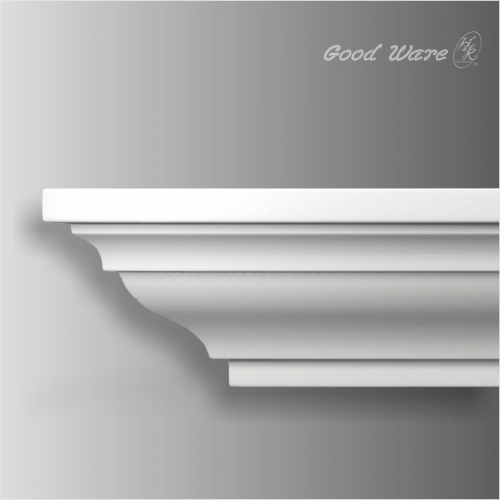 Polyurethane crown molding on kitchen cabinets