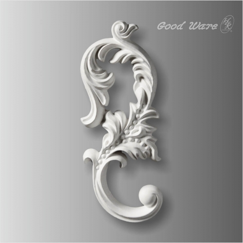 Polyurethane white scroll leaf appliques