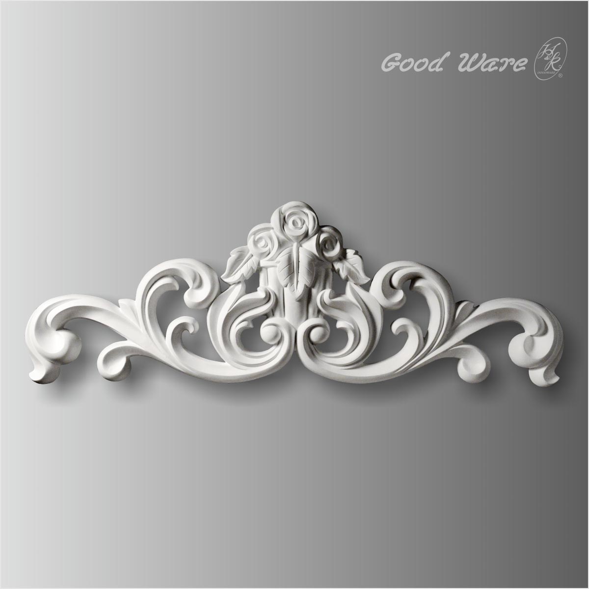 Large rose centers with scroll leaf onlays