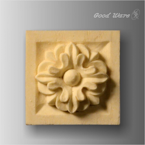 Square rosette faux wood ornamental onlay