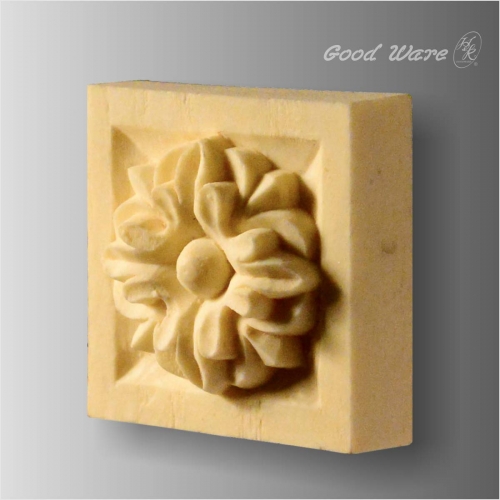 Square rosette faux wood ornamental onlay