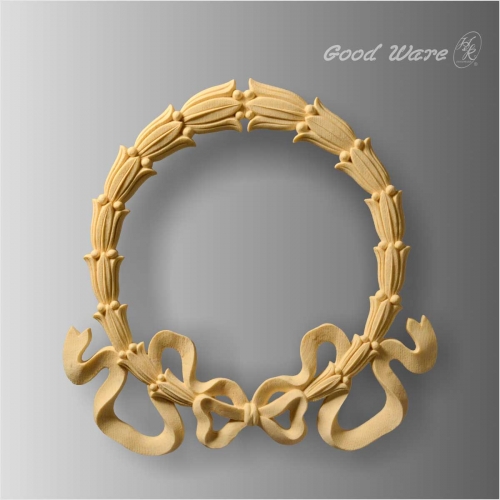 Polyurethane decorative round faux wood appliques