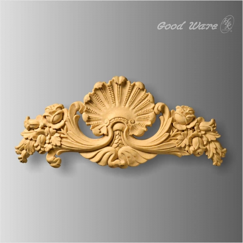 Faux wood shell and floral onlay applique
