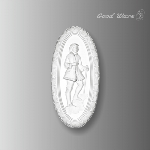 Baroque oval architectural wall plaques